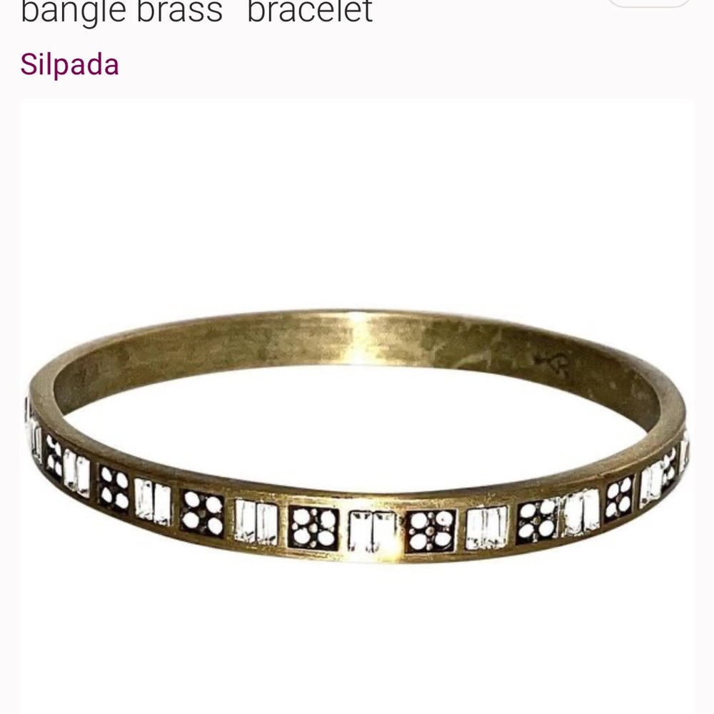 Silpada Modern Maven Brass and Swarovski Crystal Retired Bangle